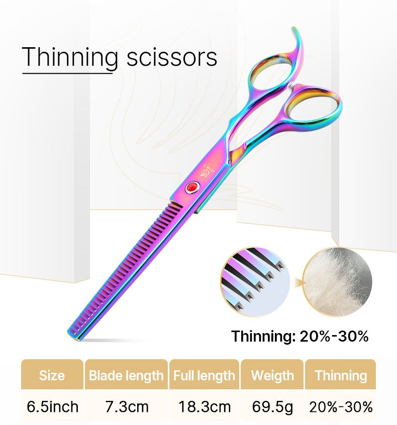 Conjunto de tesouras de tosa Fenice novo design colorido 7.0 polegadas tesouras retas de desbaste curvadas