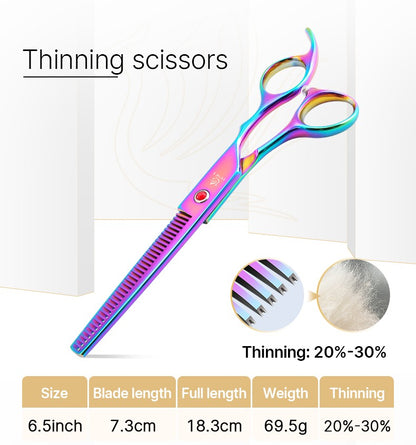 Conjunto de tesouras de tosa Fenice novo design colorido 7.0 polegadas tesouras retas de desbaste curvadas