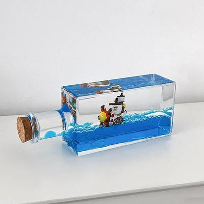 Garrafa Flutuante Feliz One Piece Thousand Sunny Barco Garrafa Flutuante Líquida Navio 3D Em Garrafa Barco Go Merry Decoração de Casa Presente Infantil