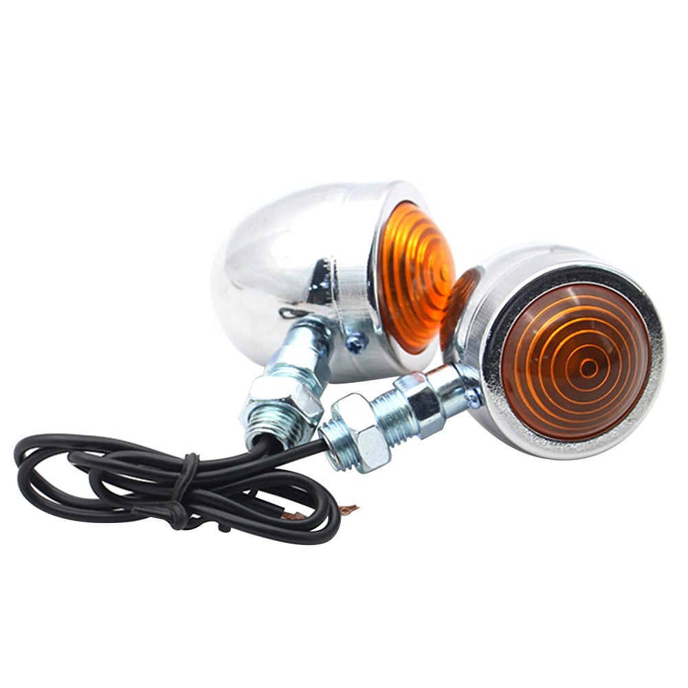 2 peças 12V Piscas Retrô de Metal Lente Âmbar Indicador de Moto Piscas Retrô Luzes de Sinalização de Moto para Harley Racer