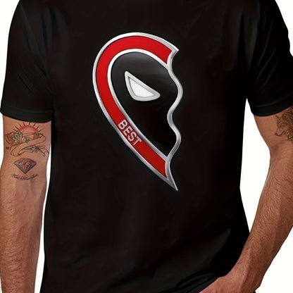 Short Sleeve Tops Marvel Studios Deadpool Wolverine Best Friends Heart Charm T-Shirt Marvel Authorized Hale Spring Summer