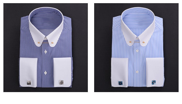 Men's Empire collar pinhole collar needle business shirt cotton retro round collar shirts for men