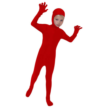 Kids Invisibility Jumpsuits Role Play Tights Full Body Suit Solid One-Piece Jumpsuit Halloween Costume Funny Romper Performance