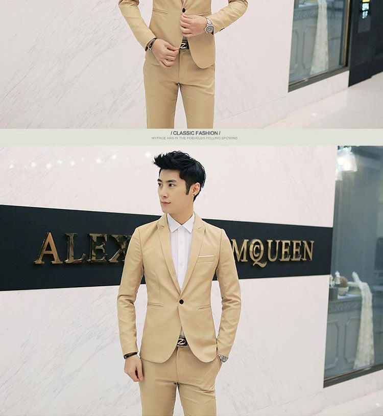 Summer Men's Casual Suit Fashion Business Office Trendy Non-ironing Anti-wrinkle Suit Jacket Solid Color Slim Fit Men's Suit