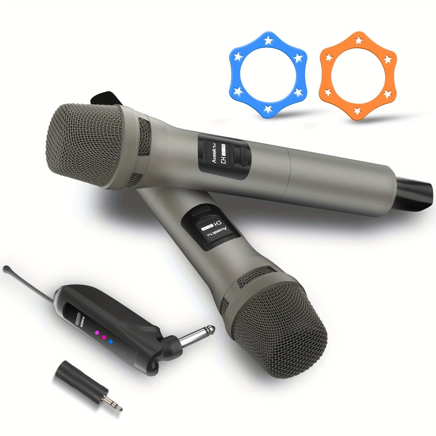 Sistema de microfone sem fio de 2,4 GHz com alcance de 30 metros – 2 microfones recarregáveis para karaokê, festas, casamentos | Plug & Play, som cristalino