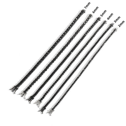 Preço de Fábrica Prata Esterlina Real S925 Banhada a Ouro 18K Zircônia 5A Grau Pulseira Tennis Preta para Homens e Mulheres Joia da Moda