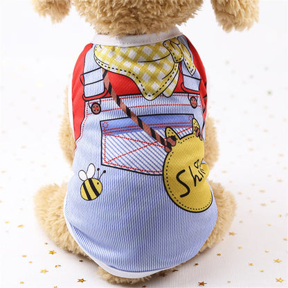 Roupas de cachorro de estimação Roupas de desenho animado Filhote de cachorro Coletes macios Camisa de verão Camiseta casual para pequenos animais de estimação