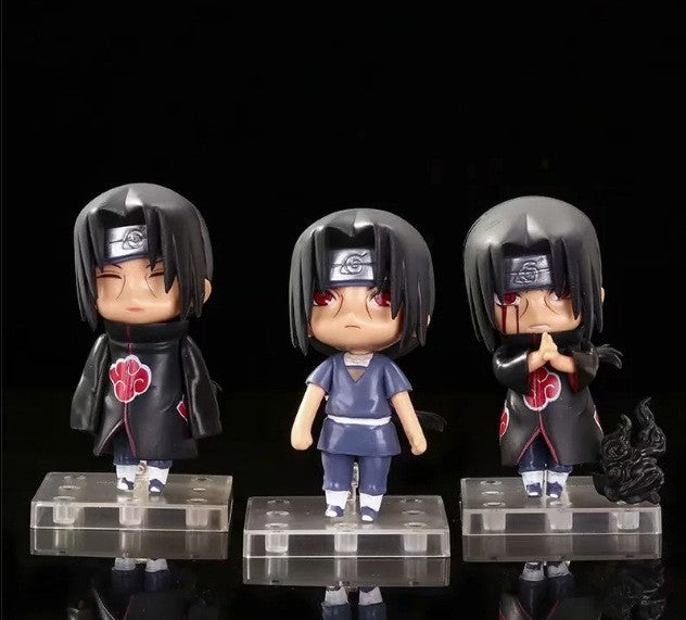 11cm 3 Peças/Conjunto Naruto Anime Bonecos de Ação Uchiha Itachi Kakashi Brinquedos de Desenho Animado Itachi Akatsuki Enfeite Colecionável Para Presente de Adultos