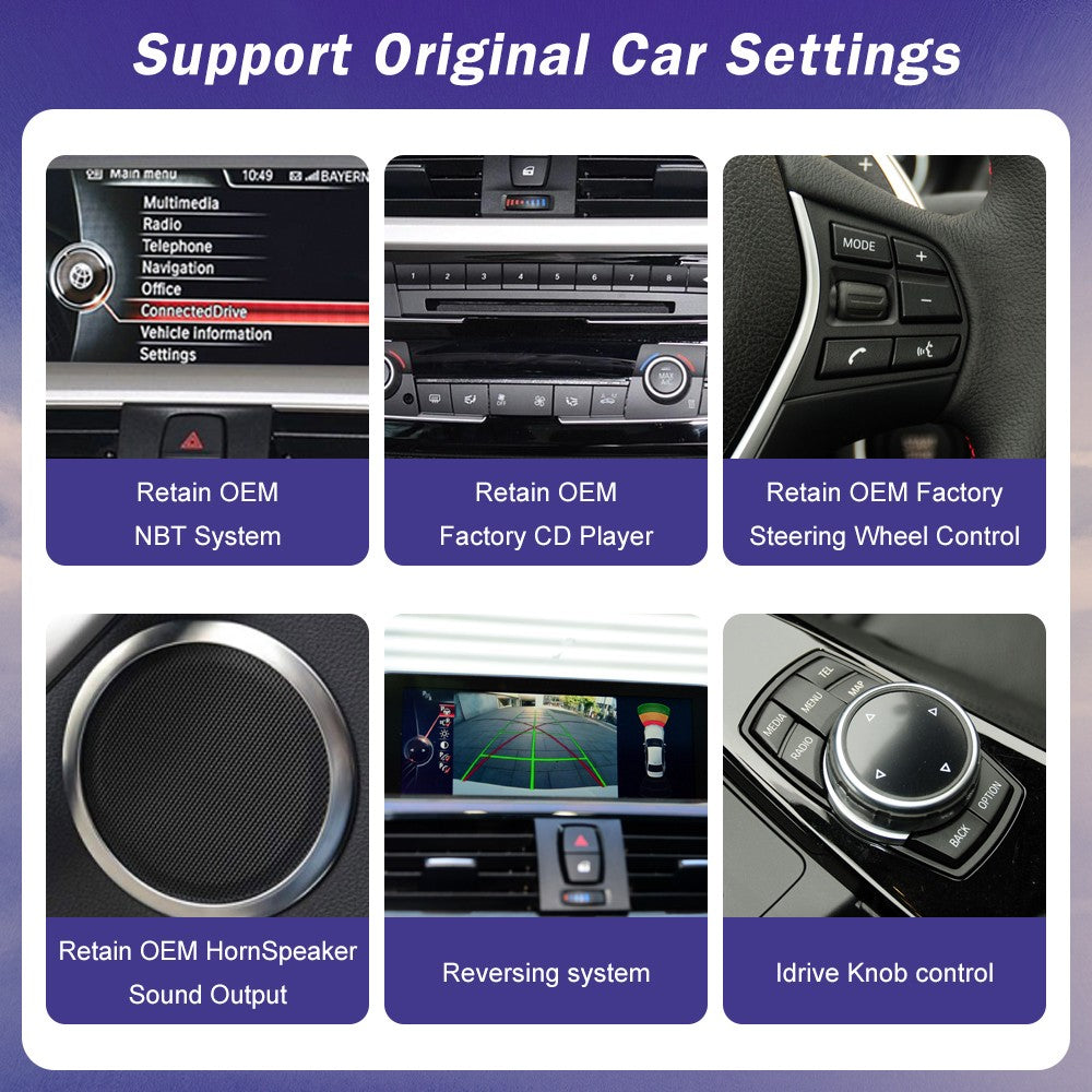 Tela de toque multimídia 1920*720 para BMW Série 1/2/3/4 F20/F21/F22/F30/F31/F33/F34/F36, sistema Android Auto NBT com Carplay sem fio