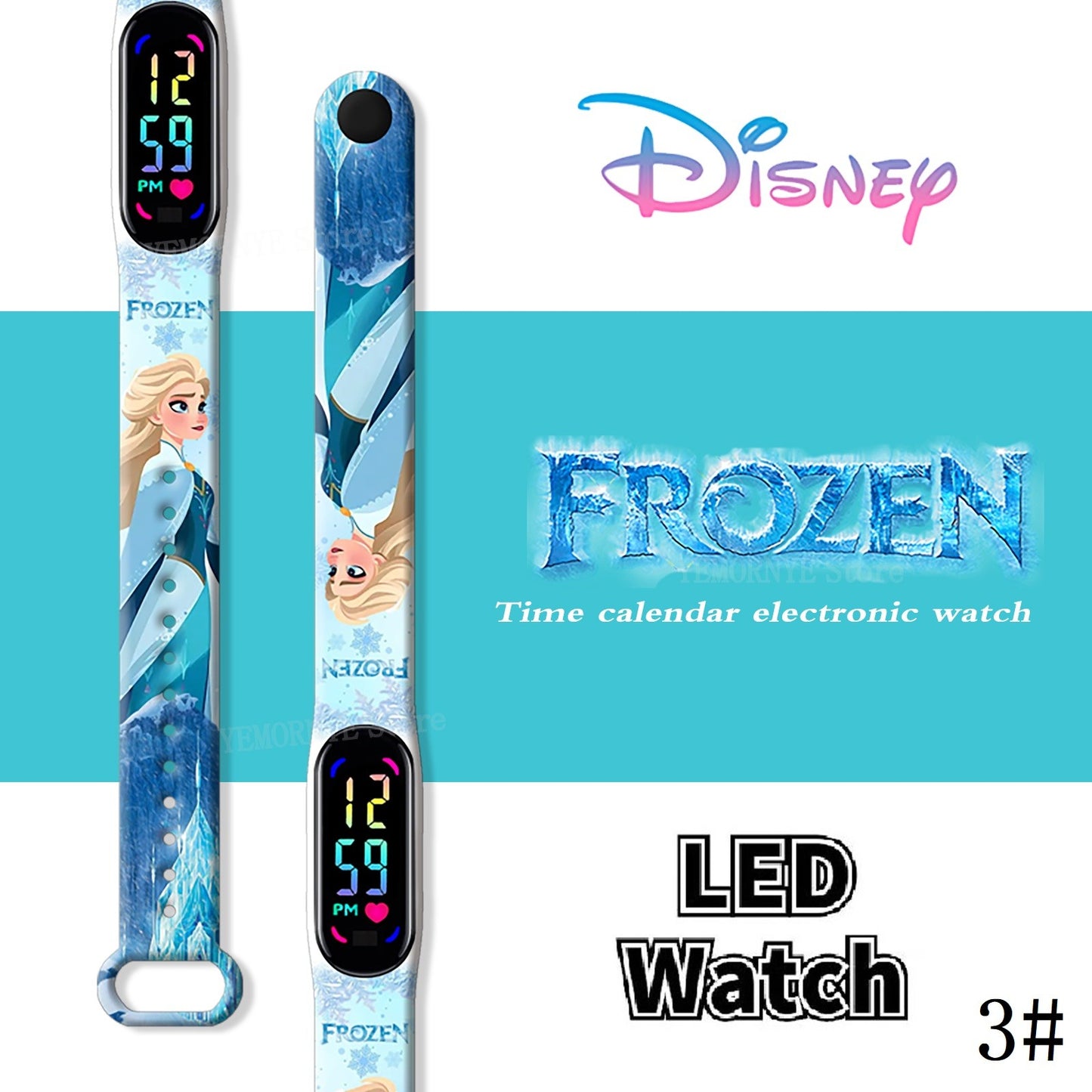 Disney Frozen Digital Kids' Watches Anime Figures LED Luminous Watch Touch Waterproof Electronic Sports Watch Kids Birthday Gift