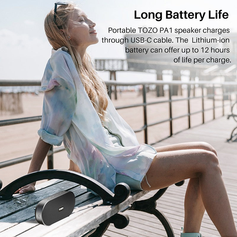 Refurbished TOZO PA1 Bluetooth Speaker 20W Stereo Sound IPX7 Waterproof Portable Wireless Speaker with EQ Mode APP Control