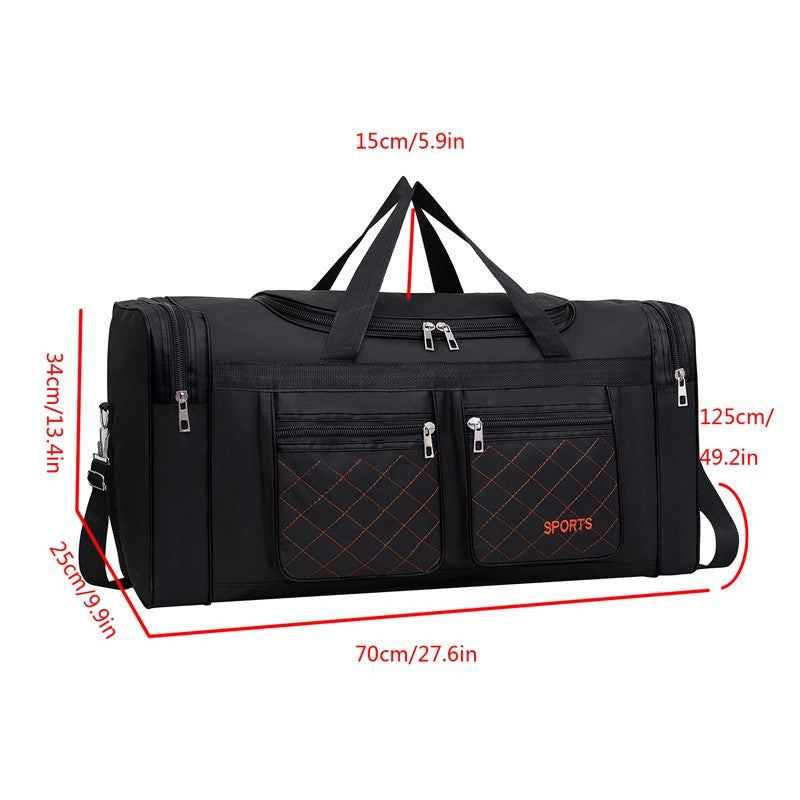 Men's Large Capacity Luggage Bag - Multi Pocket Travel Bag with Zipper Closure, Foldable Design, Ideal for Vacation and Sports E
