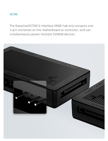 DeepCool Fan HUB PWM 5V 3pin ARGB Magnetic Attraction Fan HUB Splitter SATA Power Control Connect Motherboard