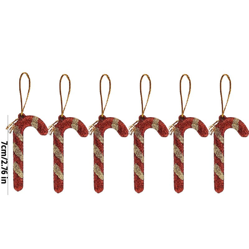 6/60Pcs Christmas Red Candy Lollipop Xmas Tree Hanging Pendant Candy Cane Ornaments Wreath Window Display Party Decor Supplies