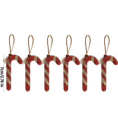 6/60Pcs Christmas Red Candy Lollipop Xmas Tree Hanging Pendant Candy Cane Ornaments Wreath Window Display Party Decor Supplies