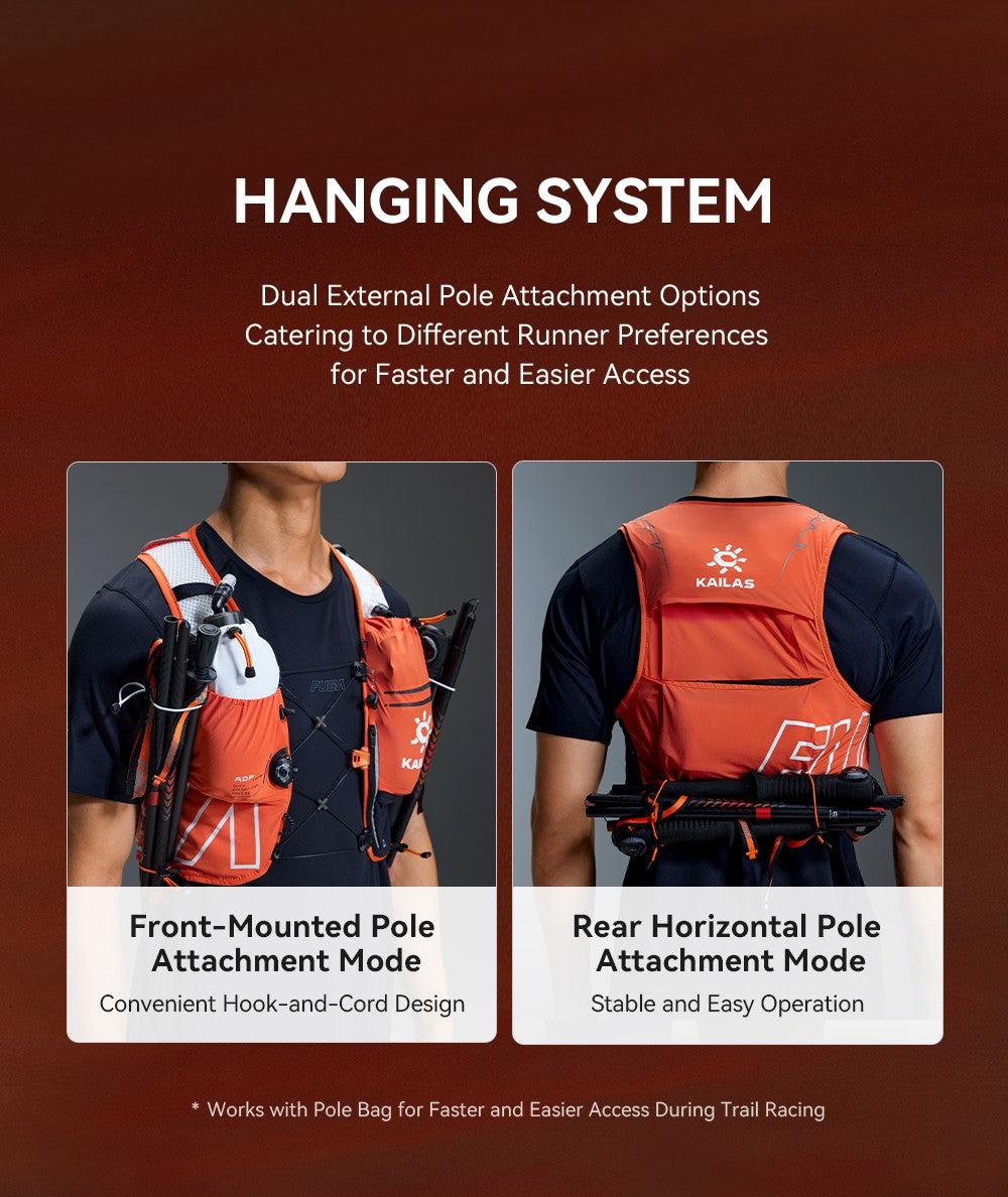 KAILAS FUGA AIR 8L Unisex Travel Marathon Trail Running Hiking Cycling Backpacks  with Dual Soft Water Bottles KA2554005