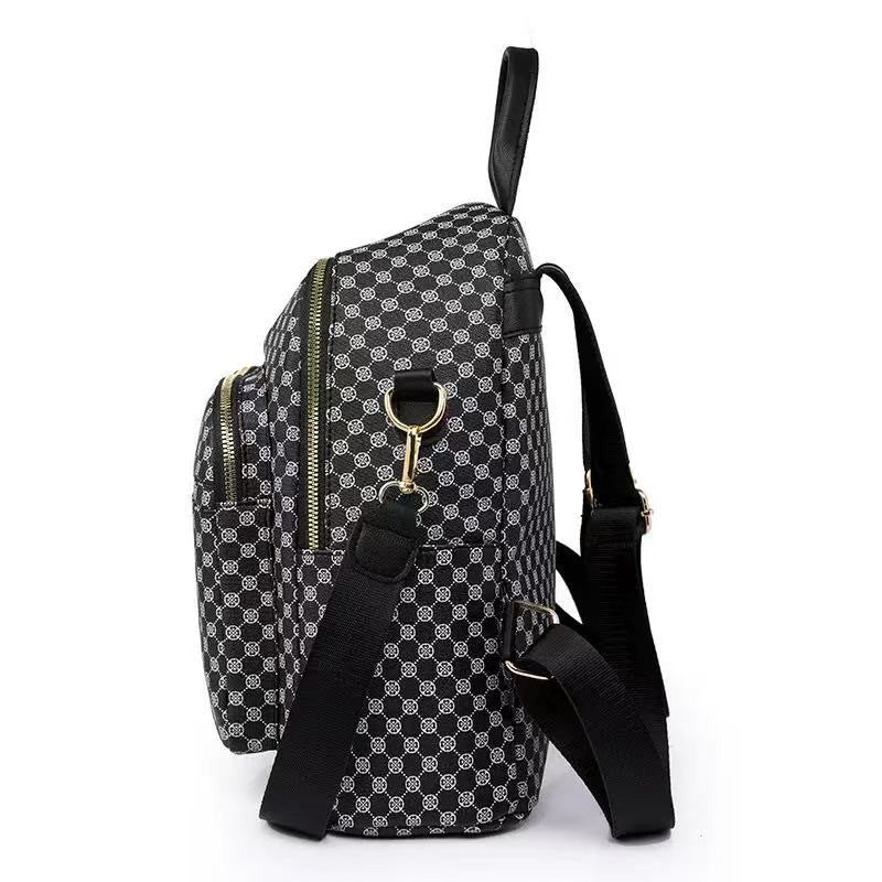 Neutral color backpack for men and women with multi-layered pockets and colorful design for schoolbags