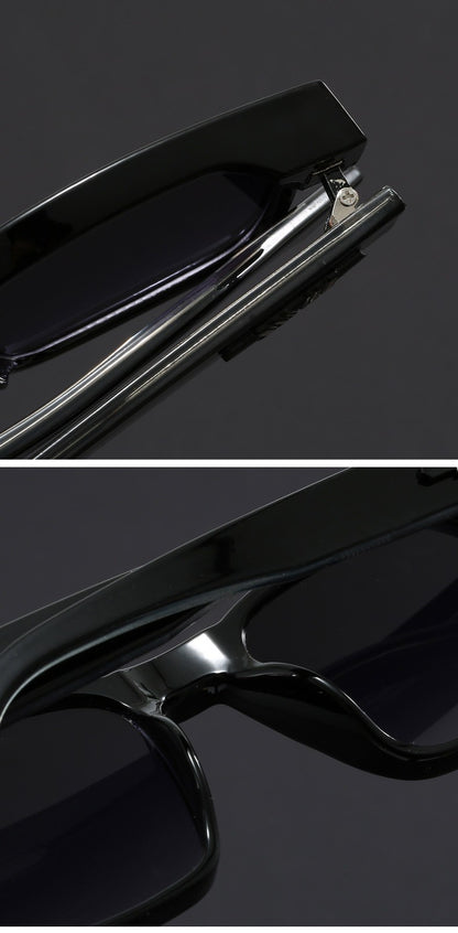 Fashionable Retro Square Black and Leopard Print Full Frame Anti-Uv Sunglasses for Men Japanese Simple Literary Style Shades