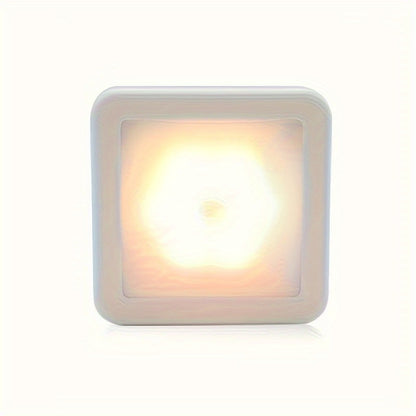 1pc Smart LED Night Light with Motion Sensor - Battery-Powered, Warm & White Light, Indoor Wall-Mounted for Bedroom, Corridor