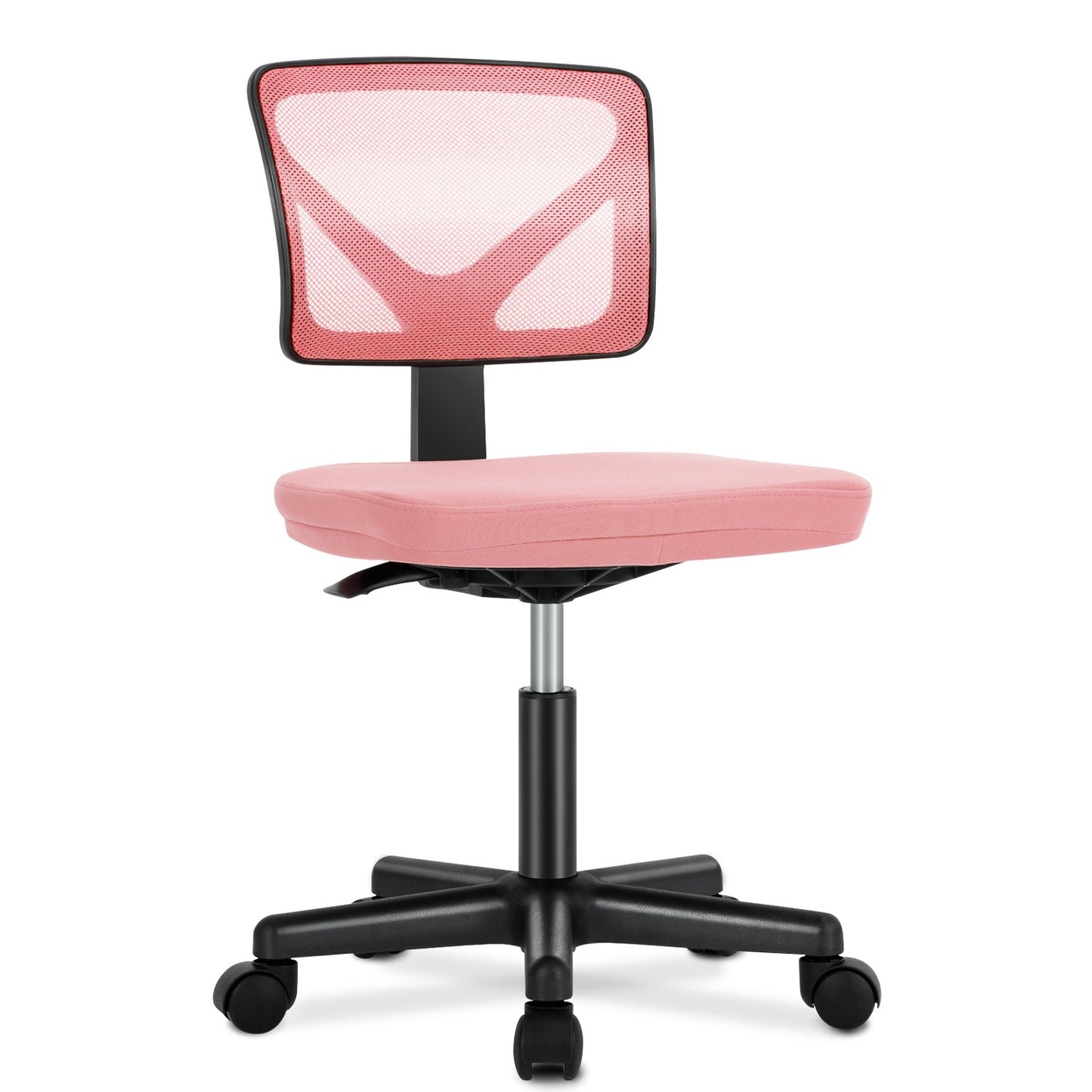 Cadeira de Escritório JHK Mesh com Suporte Lombar, Sem Braços, Encosto Baixo com Rodas, Altura Ajustável, Rotação Giratória 360°, Cadeira de Computador