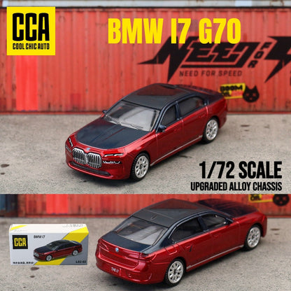 1/72 BMW THE I7 Toy Car Model CCA MSZ 1:64 Diecast Vehicle Miniature Free Wheels Collection Suitable for Hot Wheels Gift Kid