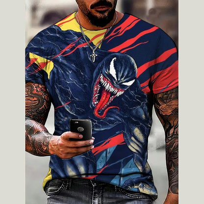 Avengers: Marvel Heroes Short Sleeve Printed T-shirt for Men, Spider Man Venom Role Playing Costume Top for Men