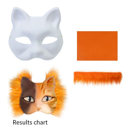 Therian Mask Kit Hand-Made Fox Themed Blank Half Face Hand-painted Mask DIY Masks For Makeup Ball Halloween Party Christmas Gift