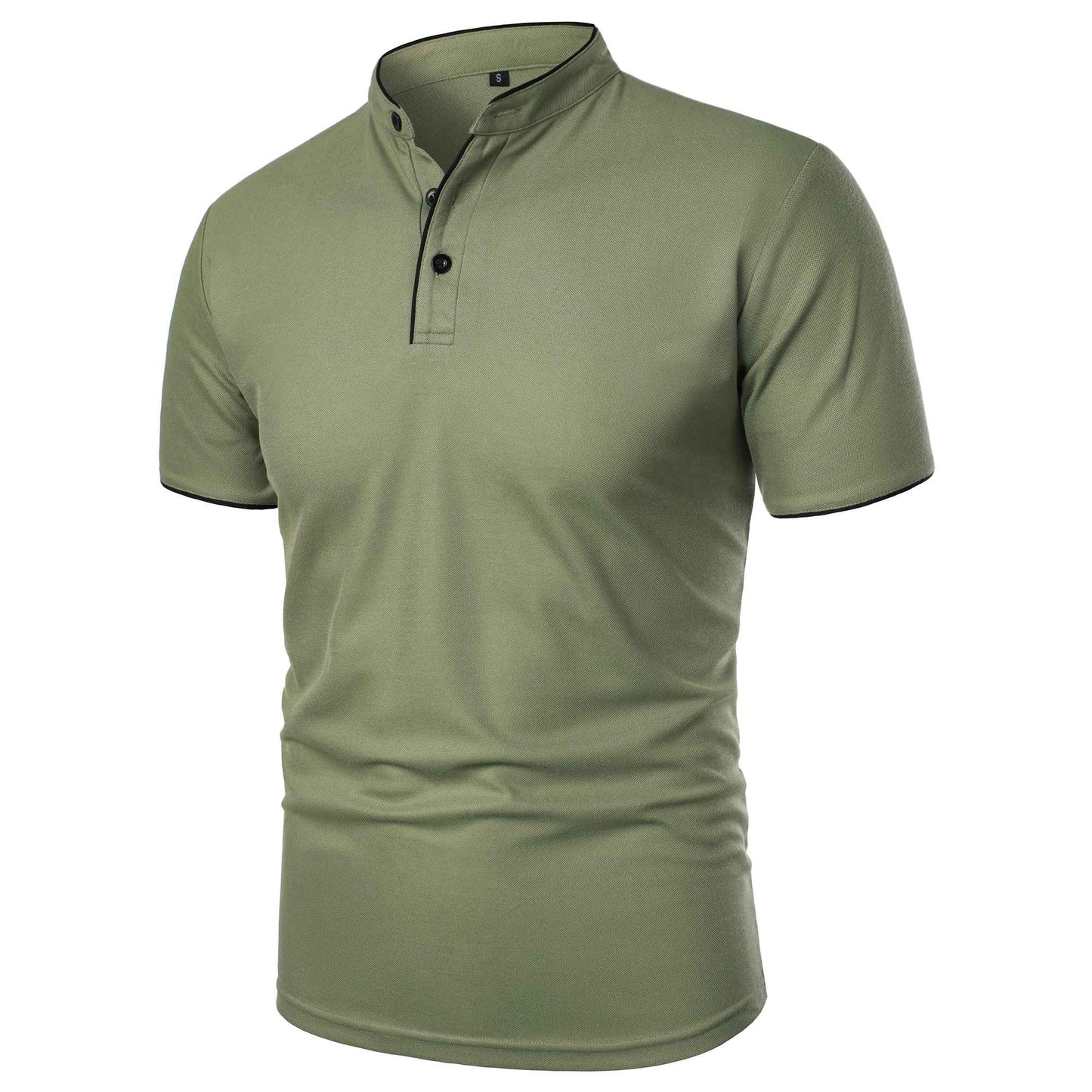 Men's short-sleeved stand-up collar top casual fashion daily solid color short-sleeved stand-up collar T-shirt casual top