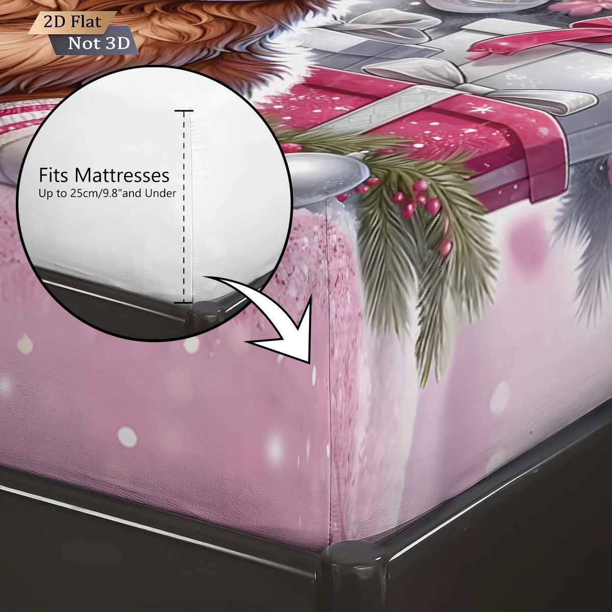 3pcs Christmas Highland Cow Print Coreless Bed Sheet Set Multiple Size Bed Cover Bedroom Bedding,  Decoration Machine Washable