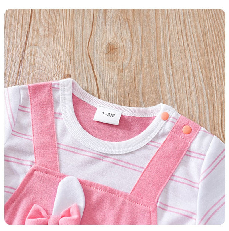 Baby Clothes Cute Cartoon Bow Rabbit Comfortable Soft Boy And Girl Summer Short Sleeved Baby Jumpsuit