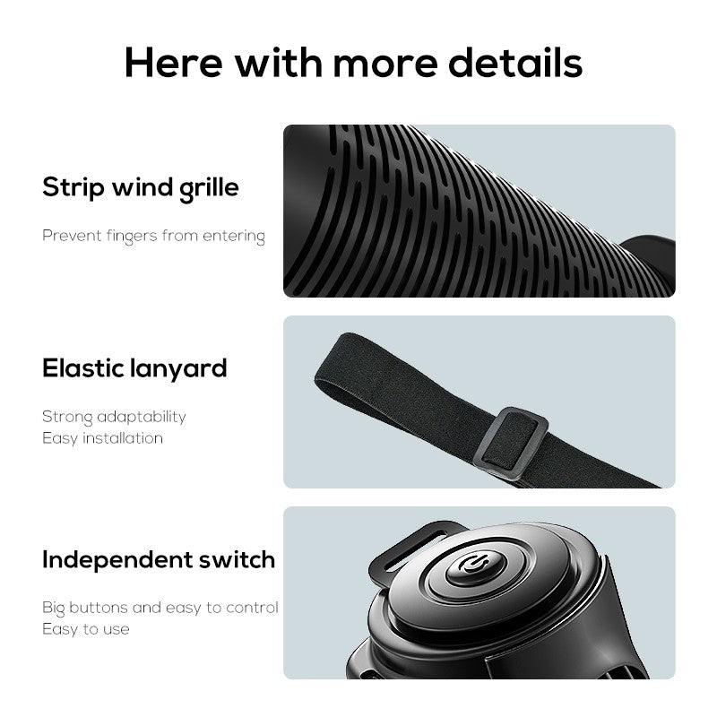 Vissko Portable Car Seat Fan for Front Rear Seat Passenge USB Powered Headrest Cooling Air Fan Adjustable Strap Car Interior Fan