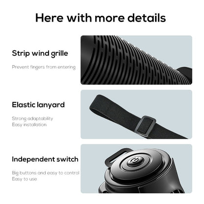 Vissko Portable Car Seat Fan for Front Rear Seat Passenge USB Powered Headrest Cooling Air Fan Adjustable Strap Car Interior Fan