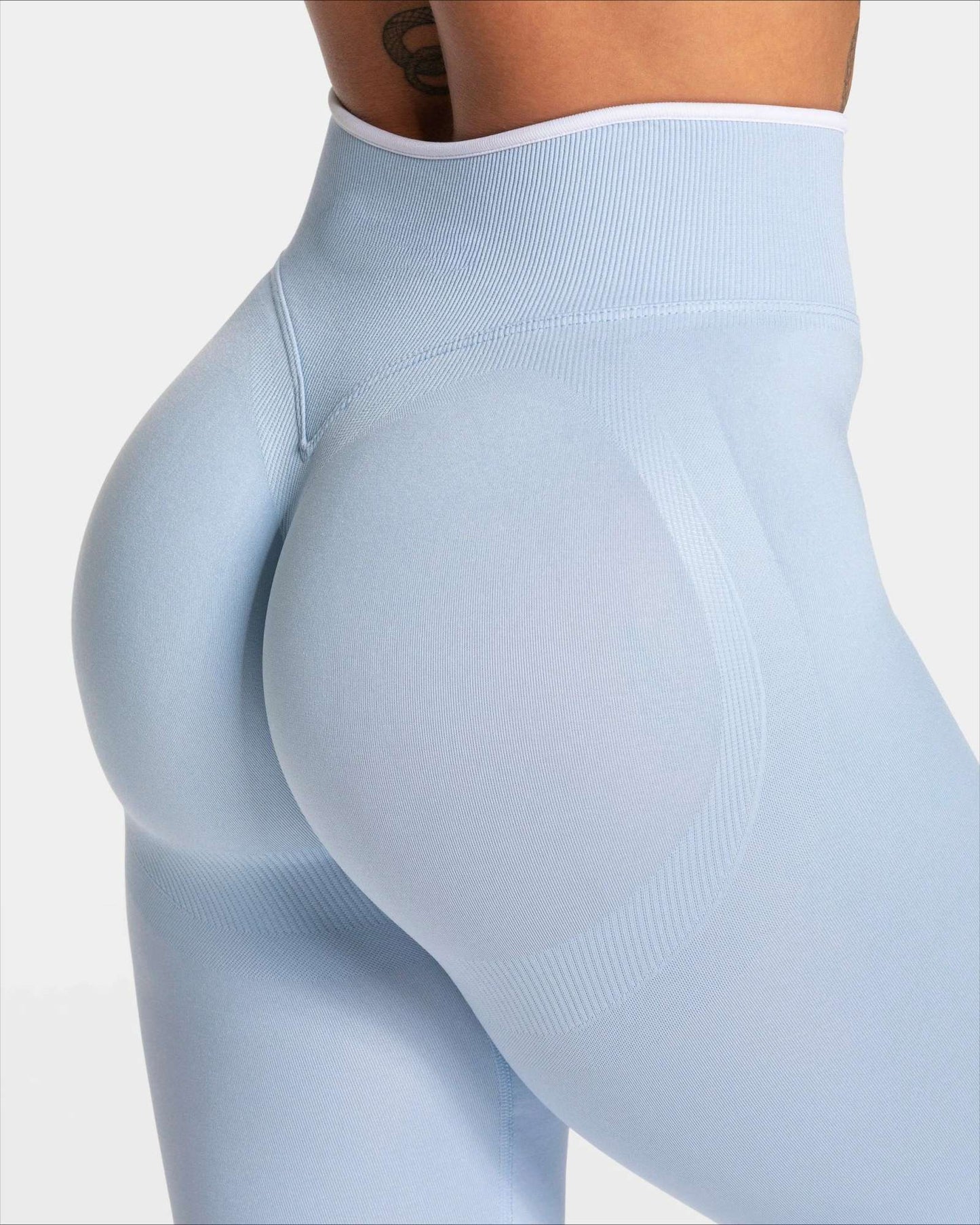 Women's Seamless Gym Solid Color Sports Pants White Edge Waist Tight High Waist Hip Lifting Yoga Pants Running Exercise Pants