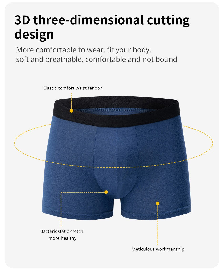 4 pieces European and American MEN'S Solid Color Boxer Underwear Comfortable Swimming Trunks Oversized Juvenile Boxer Underwear