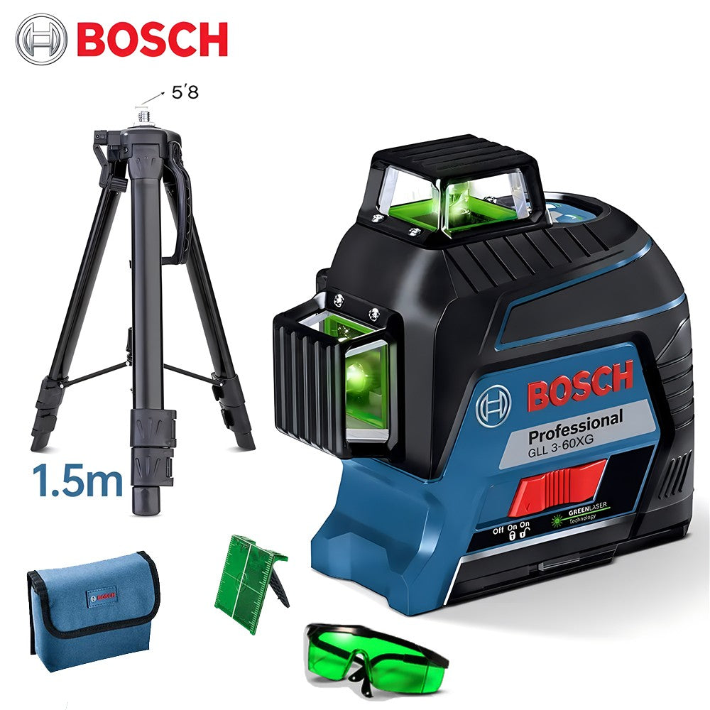 Nível a Laser Verde Bosch 12 Linhas 360 Nível a Laser GLL3-60XG Projeção de Linha de Marcação para Decoração Residencial Nível a Laser para Exterior