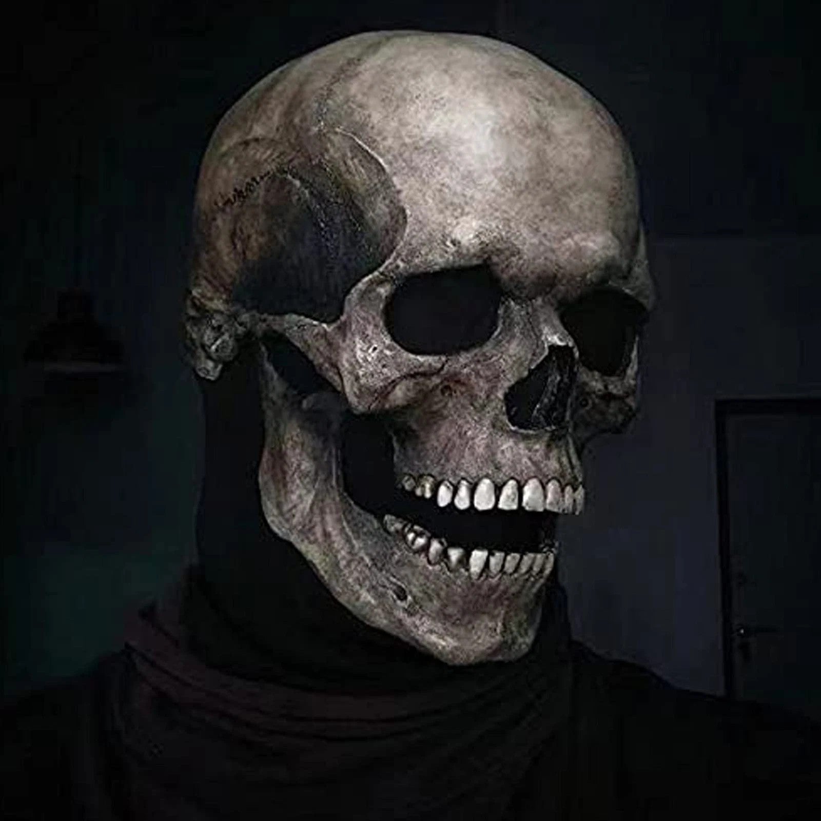 Movable Jaw Mask Breathable Latex Headgear Full Head Skull Helmet Comfortable Skull Mask For Halloween Party Outdoor Decorations