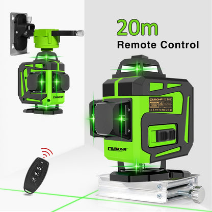 Nível a Laser Clubiona 16/12 Linhas linha verde Autonivelante 360 Horizontal e Vertical Nível a Laser de Feixe Verde Super Potente