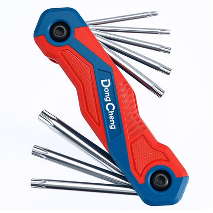 Conjunto de Chaves Allen Dobráveis 8 em 1 CR-V Métricas com Ponta Esférica, Ferramenta de Chave Torx Portátil, Kit de Chave Estrela Portátil