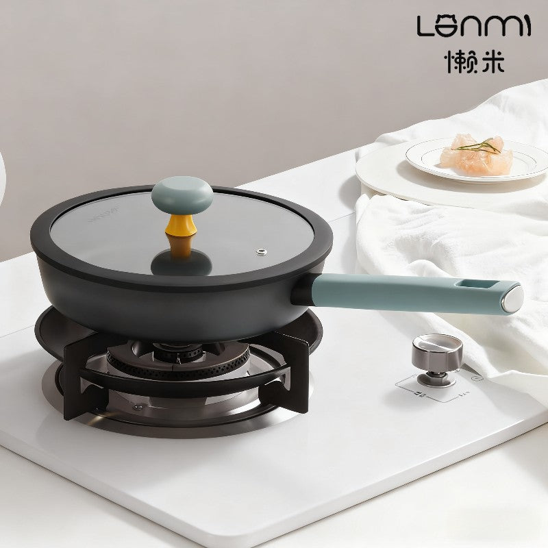 Fritadeira Funda Antiaderente 24cm LAN MI Panela para Fritar Wok Panela para Café da Manhã Panela para Panqueca Panela de Corpo Mais Fundo Panelas Multifuncionais