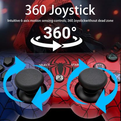 Wireless Controller for Spider-Man PS3 Dual Analog Rechargeable Game Controller for P3 Console with Cable Dual Vibration