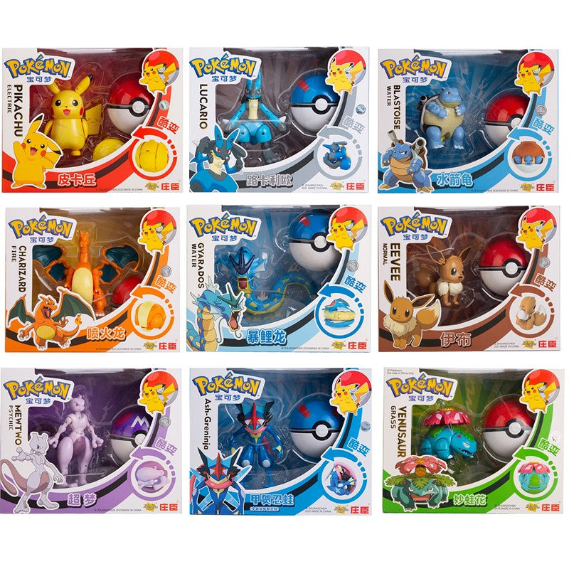 Sobre Pokémon Anime Figura Charizard Pikachu Gyarados Pocket Monster Figura Pokebola Brinquedo de Ação de Deformação Modelo Presente Infantil