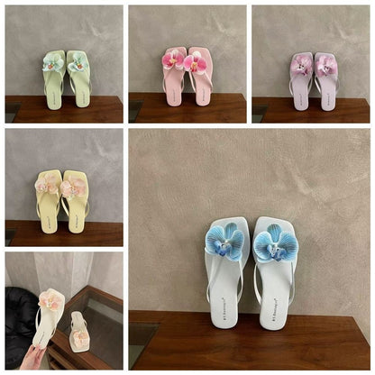Daily Sweet Butterfly Orchid Slipper Elegant Vacation Flower Flip Flops Out Wear Summer Women's Sandals Outdoor