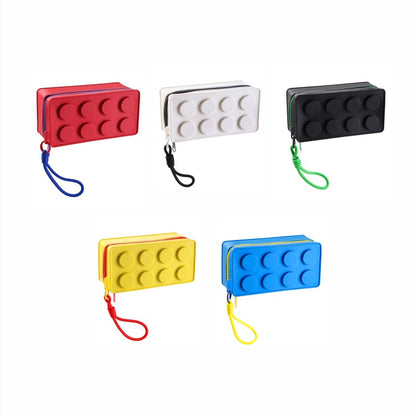 Creative Building Block Shaped Handbag Pen Storage Bag with Rope Portable Stationery Organizer Pencil Case Sundries Organizer