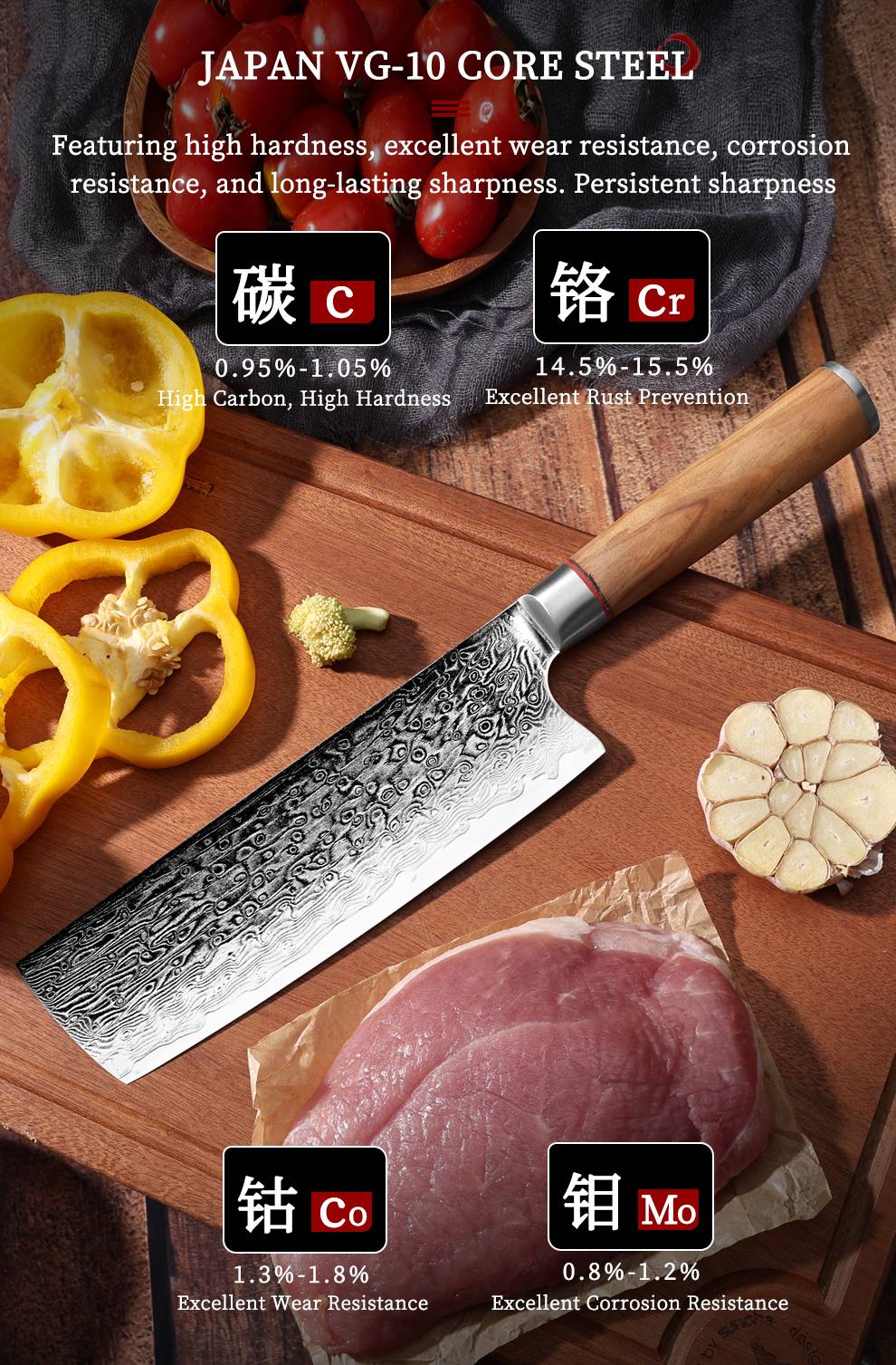 Faca de Chef Aço Damasco 67 Camadas Lâmina VG10 Cabo de Madeira Cutelo para Carne Legumes Faca de Cozinha Japonesa Nakiri Messer