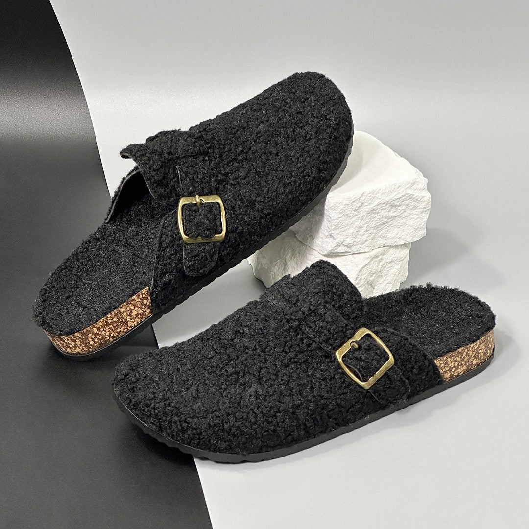 New Fall Winter Women And Men's Slippers With Plush Upper Indoor Outdoor Casual Sandals