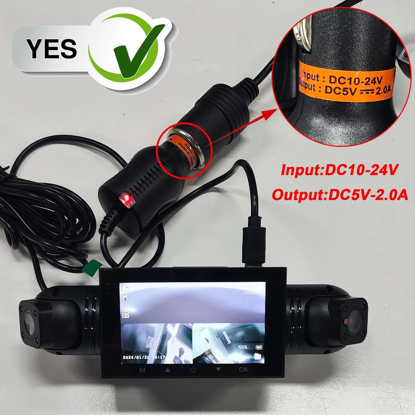Câmera Veicular Filmadora 4 Canais Caixa Preta FHD 1080P Dianteira Esquerda Direita Traseira Visão Noturna Gravação em Loop adicionar Kit Hardwire