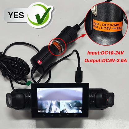 Câmera Veicular Filmadora 4 Canais Caixa Preta FHD 1080P Dianteira Esquerda Direita Traseira Visão Noturna Gravação em Loop adicionar Kit Hardwire