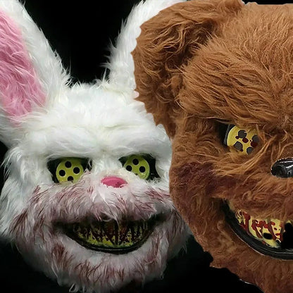 Hot Bloody Rabbit Bear Luminous LED Mask Halloween Horror Bunny Mask Carnival Party Props Cosplay Dress Up Headgear