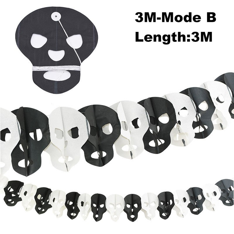 3Meter Halloween Hanging Garland Bunting Bat Pumpkin Ghosts Spider Paper Banner Halloween Party Decorations Horror Props