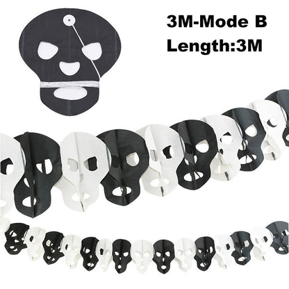 3Meter Halloween Hanging Garland Bunting Bat Pumpkin Ghosts Spider Paper Banner Halloween Party Decorations Horror Props